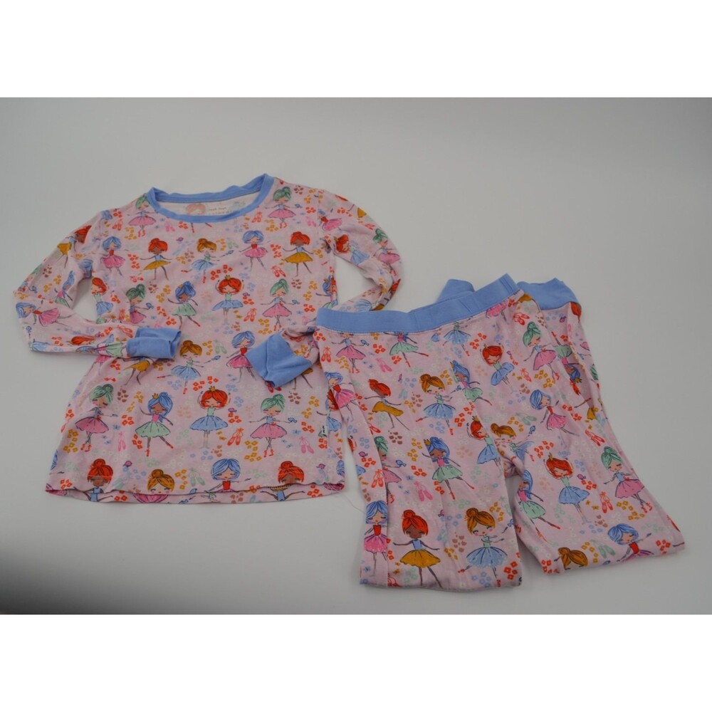 Little Sleepies Prima Ballerina Lunaluxe Bamboo Pajama Set Girls 7/8 Pink Ballet